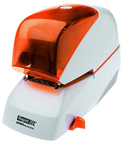 Rapid Elektroheftgerät 5080E kontaktlos - Heftet bis zu 80 Blatt, patentiertes Kassettensystem, Flachhefttechnologie, einstellbare Tiefe, Silber/Orange, 20993411