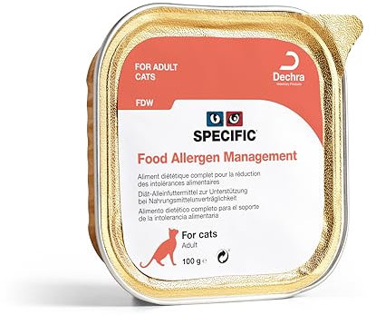 SPECIFIC® Food Allergen Management (FDW) 7 x 100 g - Hypoallergenes Nassfutter für Katzen - Lamm & Reis - Kupfer & Zink - Für Katzen mit Futtermittelunverträglichkeiten - DECHRA Veterinary Products