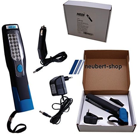 HEDI AL521LED Akku Handleuchte mit 21+5 LED mit Aufhängehaken, Haltemagnete & Gelenk *NEU*