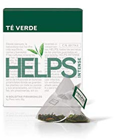 HELPS INFUSIONES - Té Verde Estilo Marruecos Con Hierbabueba. Té Verde Árabe Moruno. Termogénico. Caja De 10 Pirámides.