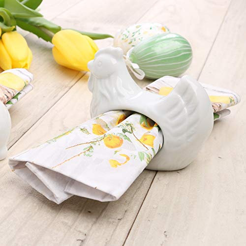 Holst Porzellan PSHA 126 Serviettenring Hahn 7,5 x 3,5 x 5,5 cm, weiß, 6 Einheiten