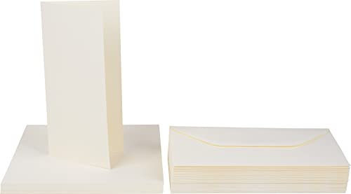 50 Doppelkarten mit 50 Umschlägen DIN Lang 21x10 cm Briefe Elfenbein
