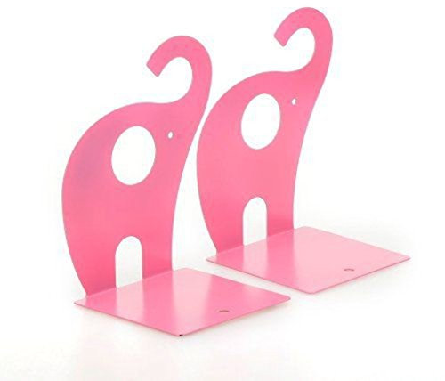 Serre-livres en métal antidérapant avec motif éléphant de dessin animé (rose)