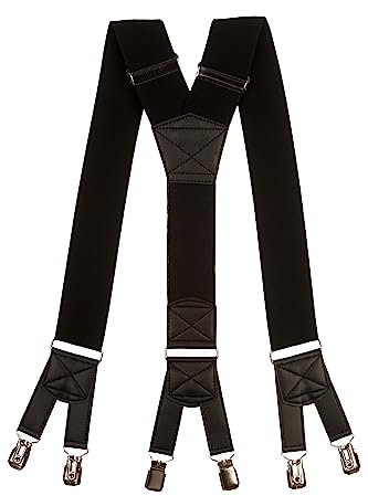 Olata extra breite Herren Hosenträger/Heavy Duty Y-Hosenträger mit 6 Clips – 5 cm. Dunkel Graphite
