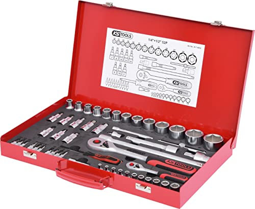KS Tools 917.4052 1/4 +1/2 Steckschlüssel-Satz, 52-tlg. Matt Satiniert