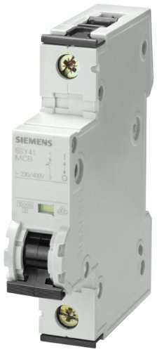Siemens 5SY41068 Supplementary Protector, UL 1077 Rated, 1 Pole Breaker, 6 Ampere Maximum, Tripping Characteristic D, DIN Rail mounted