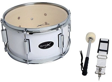 GEWA Marching Tenordrum, Marschtrommel 14 x 10, Holzkessel weiß, inkl. Trageriemen und Schlägel