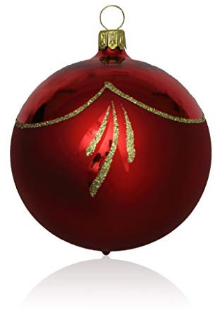 Lauschaer Glas Christbaumkugeln rot Glanz/matt 4 Stück d 10cm Christbaumschmuck Weihnachtsschmuck mundgeblasen,handdekoriert