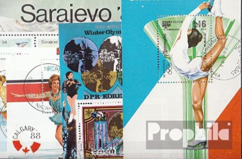 Prophila Collection Motive 10 Verschiedene Eislauf Blöcke (Briefmarken für Sammler) Wintersport (Ski/Eishockey/Bob …)