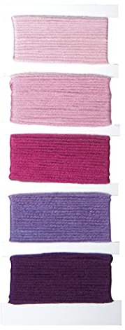 Rayher 53564264 Baumwoll-Garn Stitch & Knot, Pink/Lilatöne, 5 Farben je 10 m (50 m), Kreuzstich-Garnset, Stickgarn Set, Knüpfgarn, Garn für Freundschaftsbänder