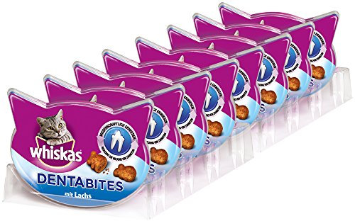 Whiskas dentabites Gatto Snack Salmone, 8 Confezioni (8 X 40 G)