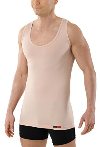ALBERT KREUZ Trägerunterhemd unsichtbar Business Herrenunterhemd aus Stretch-Baumwolle ohne Arm mit tiefem Rundausschnitt Hautfarbe Nude