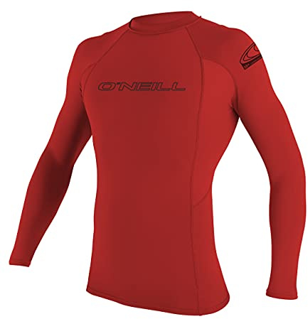 O'Neill Wetsuits Men's Basic Skins Long Sleeve Rash Guard - Red, XS