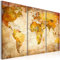 B&D XXL Weltkarte Pinnwand 120x80 cm zum Pinnen & Vlies Leinwand - Bild XXL Bilder mit Kork Rückwand 3 Teilig Kunstdruck Korktafel Korkwand Memoboard Pinboard Wandbilder Karte Landkarte Wand