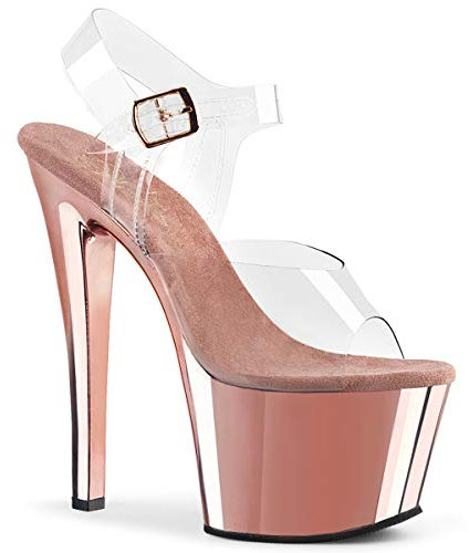 Pleaser SKY-308 Clr/Rose Gold Chrome UK 4 (EU 37)