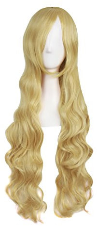 MapofBeauty 32 Damen Schön und Reizend Länge Fluffy Gewellt Anime Cosplay Perücke (Dunkel Gold)