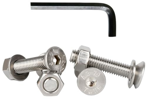 AHC 6mm Countersunk Bolts M6 x 40mm (Including Head) A2 Stainless Steel Socket/Allen Head Csk Bolt/Screws (10 Pack) Free Washers Nuts and Hex Key