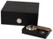 Humidor-Set Walnuss Dekor schwarz für ca. 25 Cigarren Trennleiste, Hygrometer, Polymerbefeuchter, Cutter, Ascher