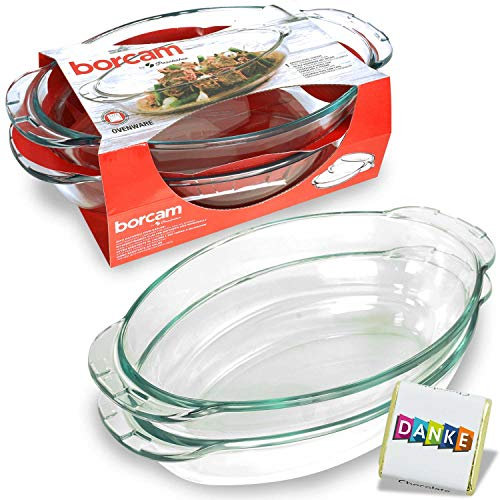 Borcam Auflaufform/Kasserolle mit Glasdeckel, Oval, 2300 cc, von Pasabahce