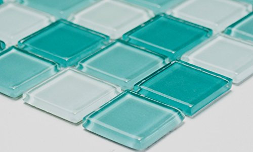 Mosaik Quadrat Crystal mix hellgrün/grün Glasmosaik Transluzent Transparent 3D Fliesenspiegel, Mosaikstein Format: 25x25x4 mm, Bogengröße: 60 x 100 mm, 1 Handmuster ca. 6x10 cm