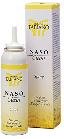 NasoClean Spray 150 ml - Soluzione Salina per Irrigazioni Nasali con Acqua Termale di Tabiano - Spray Rinodetergente per Igiene Nasale Quotidiana - Senza Gas Propellenti