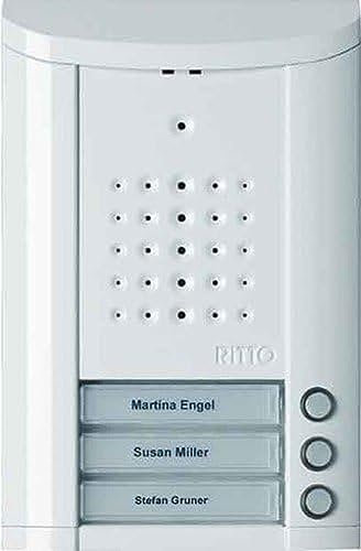 Schneider Electric Ritto Türstation, Entravox, Audio für 3-Familienhaus, Gegensprechanlage mit Beleuchtung und Klingeltasten, Aufputz, Außeneinheit, weiss, Artikelnummer 1840370