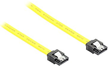 Good Connections PREMIUM SATA 3 SSD HDD Kabel mit Verriegelungsschutz / Arretierung - 2x Stecker gerade - gelb, 0,5 m