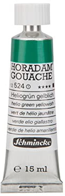 Schmincke - Horadam Gouache, Heliogrün gelblich, 15 ml-Tube, 12 524 006, feinste Gouache, natürliche Deckkraft, höchst pigmentiert, farbintensiv und matt