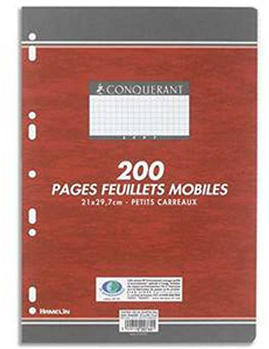 Lot de 10 Copies doubles perforées blanches, Format 21 x 29,7 cm, 200 pages, Quadrillé 5 x 5, 70g - Sous étuis -