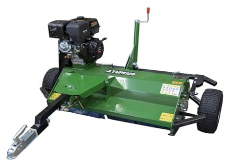 ATV Flail Mower 1.2m Cutting Width 18HP Lifan Engine, Heavy Duty Topping Mower for ATVs, 4x4s & Tractor, 28 Steel Flails, Adjustable Cutting Height 0-20cm, Green (180x172x99cm)