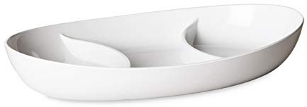 Omada Design Servierteller aus Resistenten, Unzerbrechlich und Zweibunten Kunststoff. Made in Italy, Linea Trendy, Länge: 28 cm, Spülmaschinenfest, Ideal für Aperitifis, Weiße Farbe