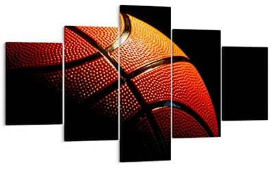 Mehrteilige Bilder auf Leinwand Basketball Spiel Sport Leinwandbild 125x70cm Wandbilder Dekoration Wohnzimmer Schlafzimmer Set 5 teilige Klein Wanddeko Bild Wand Kunstdruck Art Canvas EA125x70-2225