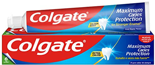 Colgate Protección Caries, Pasta de dientes, flúor activo y calcio líquido, sabor tradicional - 1 ud x 75ml