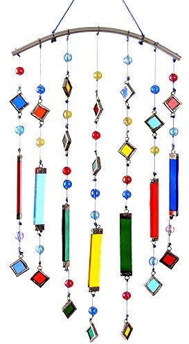 HAB & GUT -FM409- Windspiel Glasperlen Glasstreifen, 38x14cm Mobile Deko von Fenster, Wand, Terrasse und Balkon