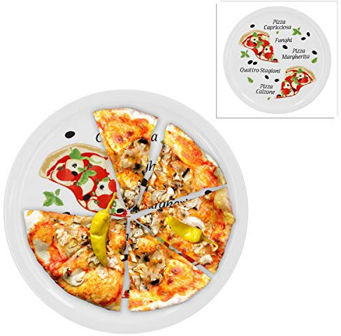 Van Well 2-er Set italienische Pizzateller groß ø 30,5cm Margherita – Porzellan XL Teller für Pizza & Pasta– Mikrowellen geeignet, spülmaschinenfest, stapelbar – Gastronomie- und zu Hause Geschirr