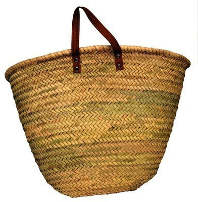 Cabas en palmier naturel , L. env. 65 , Panier couffin de courses Poignées solides en cuir