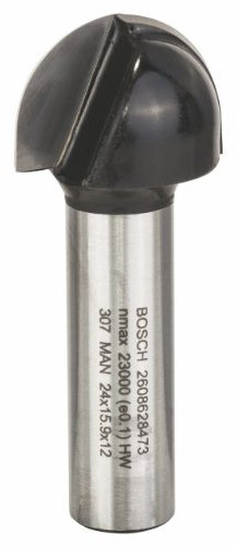 Bosch Professional ProfessionalZubehör 2608628473 Hohlkehlfräser 12 mm, R1 12 mm, D 24 mm, L 12,7 mm, G 57 mm