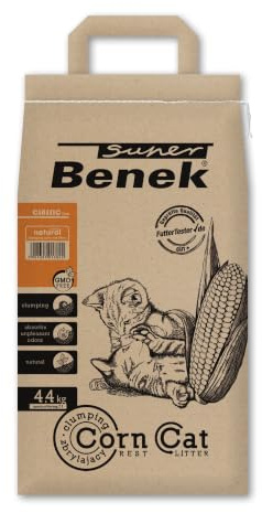Super Benek Corn Cat Classic Pflanzliche Katzenstreu, 7 L, 4,4 kg | Pflanzliche Klumpstreu, Biologisch Abbaubar, Bindet Feuchtigkeit und Gerüche, für Katzen und Kleine Haustiere