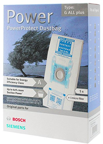 Bosch Powerprotect Lot de 5 sacs d’aspirateur en microfibre de type G + filtre