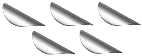 Gedotec Moderner Profilgriff Metall Griffleiste silber Ziehgriff gebogen Schubladengriff für Schranktüren - ZENA | Stahl Chrom matt lackiert | Möbelgriff BA 32 mm | 5 Stück - Türgriffe mit Schrauben