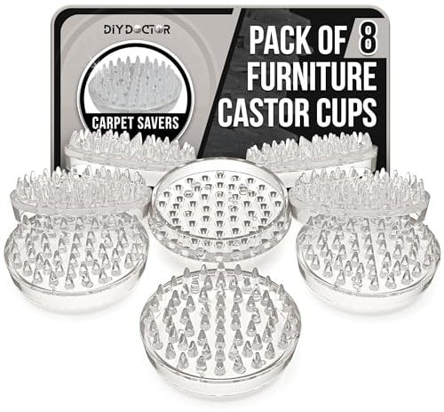 Medipaq Spiked Carpet Protector Cups - 8 Pack Carpet Protectors for Furniture Legs - 5.4 cm Outer Diameter Caster Cups to Protect Carpet from Dents