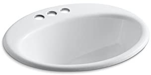 KOHLER K-2905-4-0 Farmington Self-Rimming Bathroom Sink, White