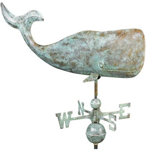Good Directions 37 Whale Weathervane, Blue Verde Copper, Nautical, Patina