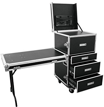 ROADINGER Universal-Schubladen-Case WDS-1 mit Rollen | Flightcase mit integriertem Tisch