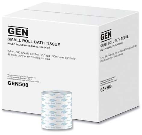 General Supply 500 Bath Tissue, 2-Ply, 500 Sheets Per Roll, White (Case of 96 Rolls)
