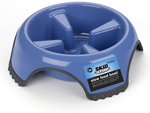 JW Pet Slow Feed Non-Skid Dog Bowl Large (Blue/White)