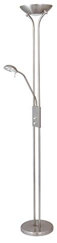 Rabalux 4075 Stehleuchte Beta aus Metall Glas/Metall satinfarben chrom Ø25,5cm H:181cm dimmbar