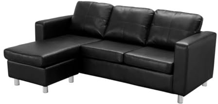Vente-Unique-Ecksofa - Kunstleder - Schwarz - Ackley