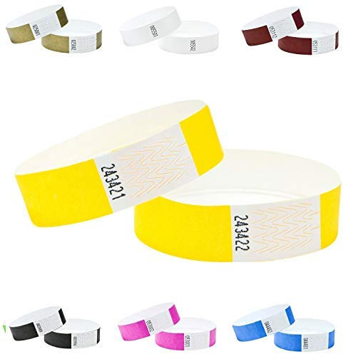 J&R Wristbands Tyvek-Armbänder, papierähnliche Armbänder für Veranstaltungen, Nachtclubs, Wasserparks usw., 3/4 Zoll, 100er-Packung (Sonnengelb, 19 x 250 mm)