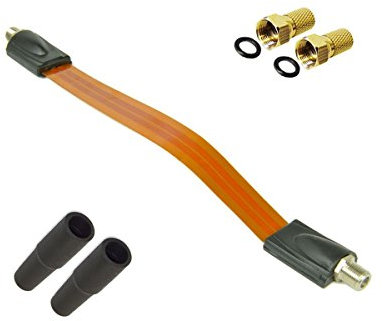 PremiumX - Set passacavo satellitare per finestra + 2 connettori F + 2 custodie guarnizioni in gomma, cavo piatto